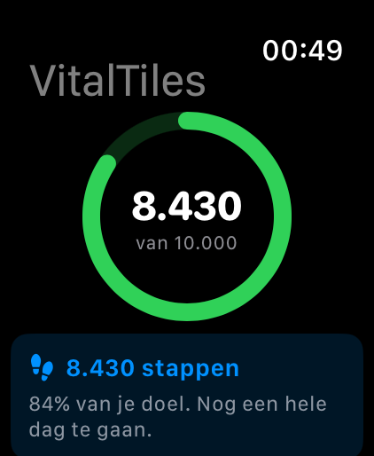 VitalTiles-complicatie op de Apple Watch